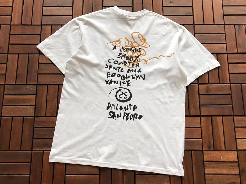 Футболка Stussy List With Cities And Letter With Mirror Image "White" фото № 2