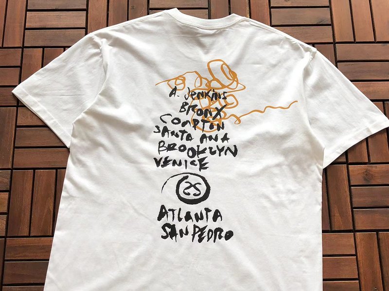 Футболка Stussy List With Cities And Letter With Mirror Image "White" фото № 5