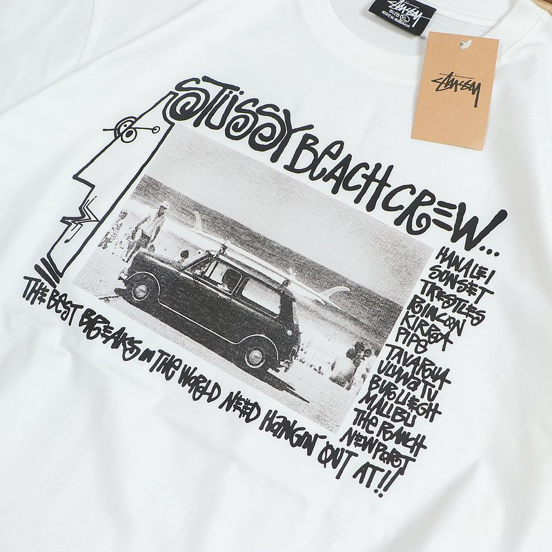 Футболка Stussy Photo With Car Surrounded By Inscriptions "White" фото № 3