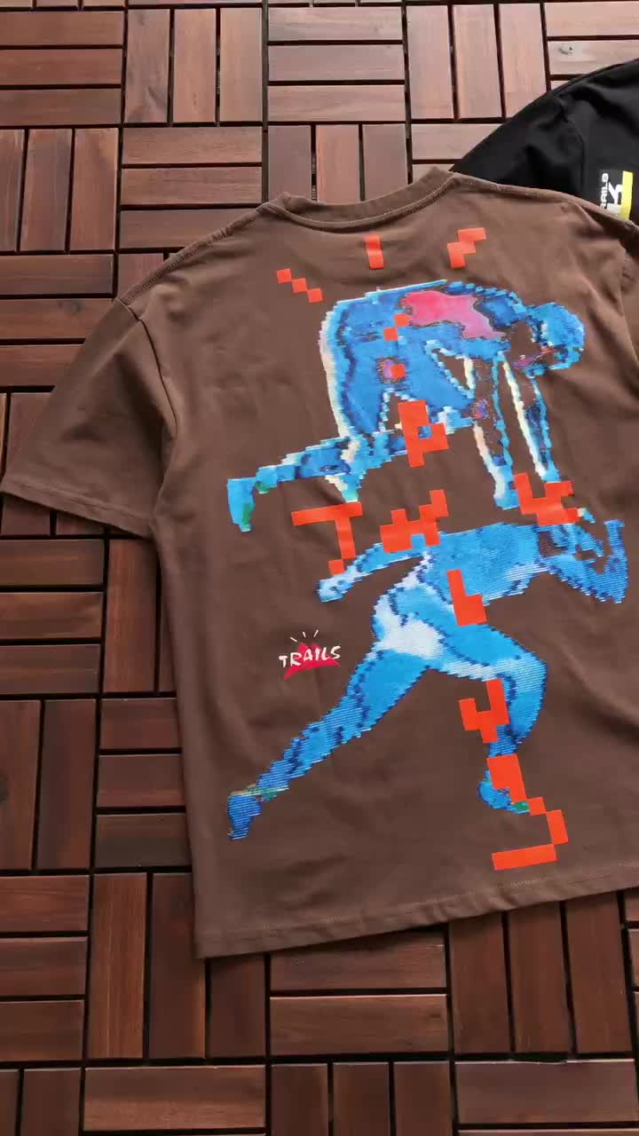 Футболка Travis Scott Astroworld Pixel Man Print "Brown" фото № 2
