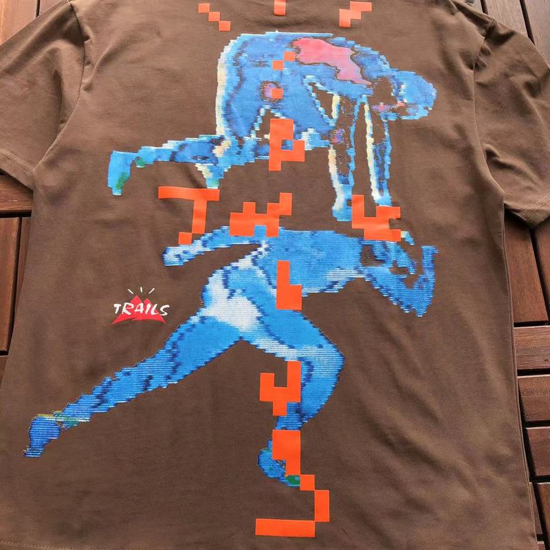 Футболка Travis Scott Astroworld Pixel Man Print "Brown" фото № 3