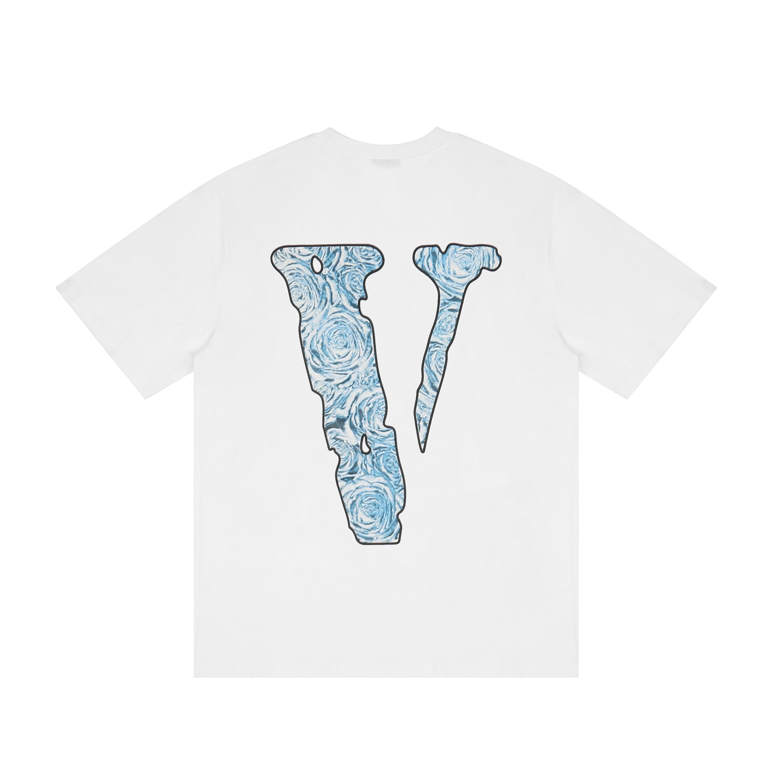 Футболка Vlone V The Woo- Blue Flower "White" фото № 2