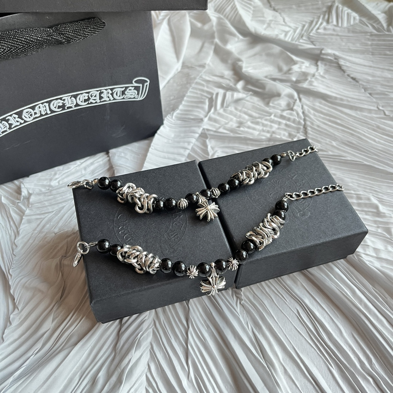 Браслет Chrome Hearts Beads And Chain "Black/Silver" фото № 2