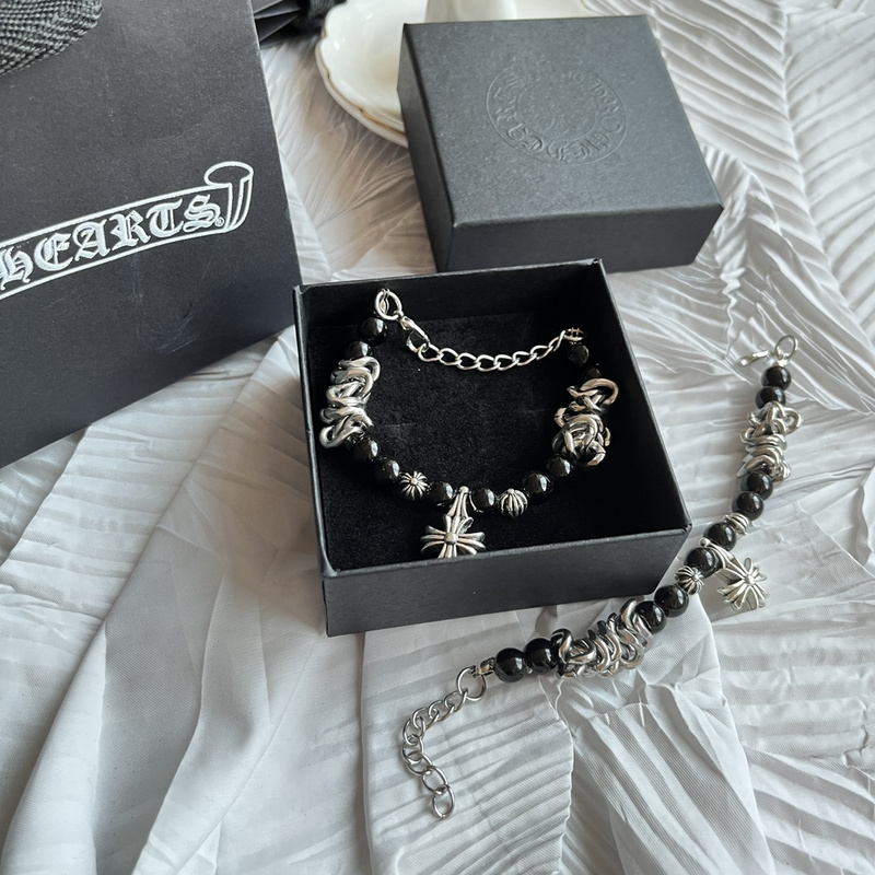 Браслет Chrome Hearts Beads And Chain "Black/Silver" фото № 4