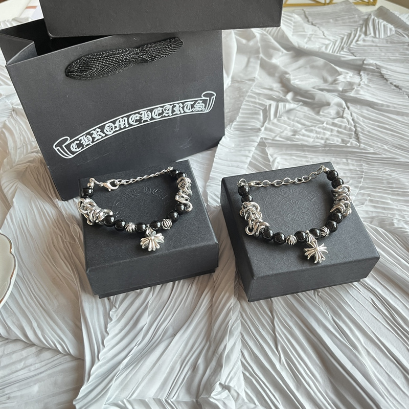 Браслет Chrome Hearts Beads And Chain "Black/Silver" фото № 6