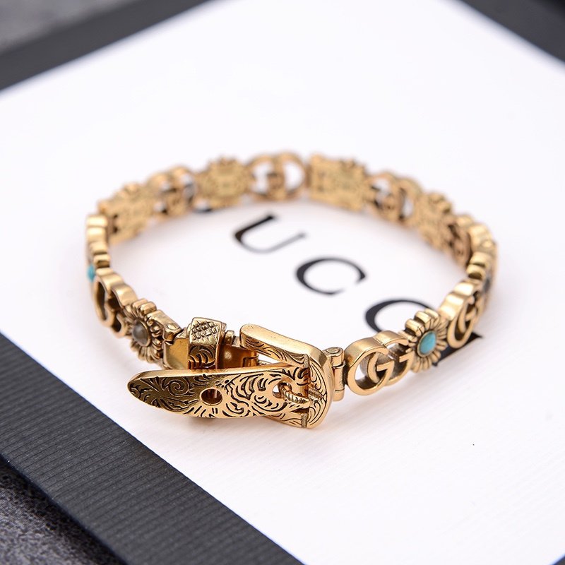 Браслет Gucci Flowers And Logo Decoration "Gold" фото № 3