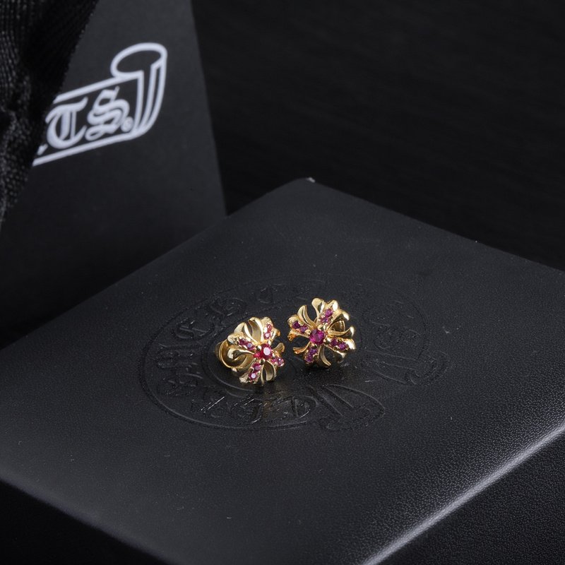 Серьги Chrome Hearts Decorated Cross "Gold" фото № 2