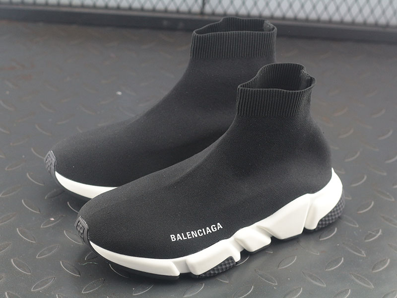 Balenciaga Speed stretch-knit Mid sneakers "Black/White" фото № 5