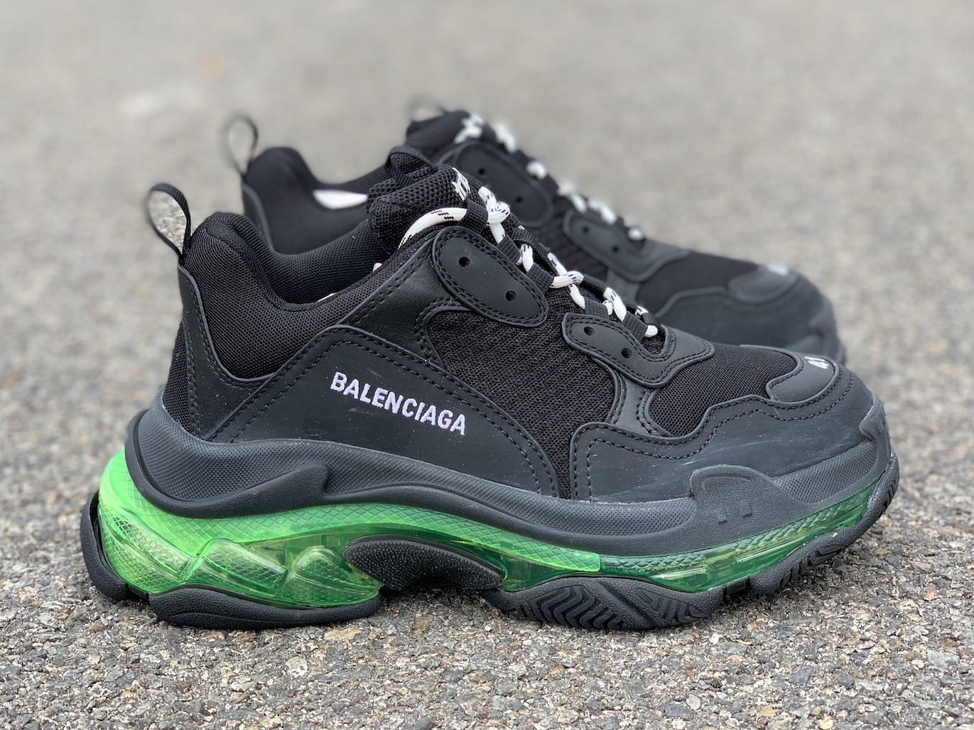 Balenciaga Triple S Clear Sole "Black Green" фото № 4