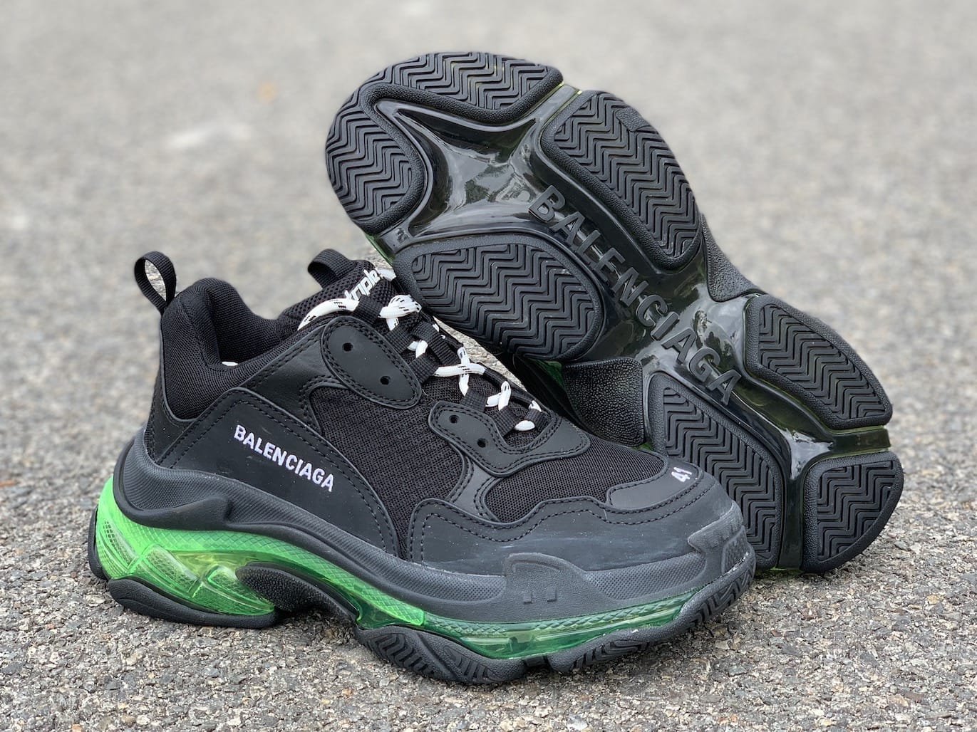 Balenciaga Triple S Clear Sole "Black Green" фото № 5