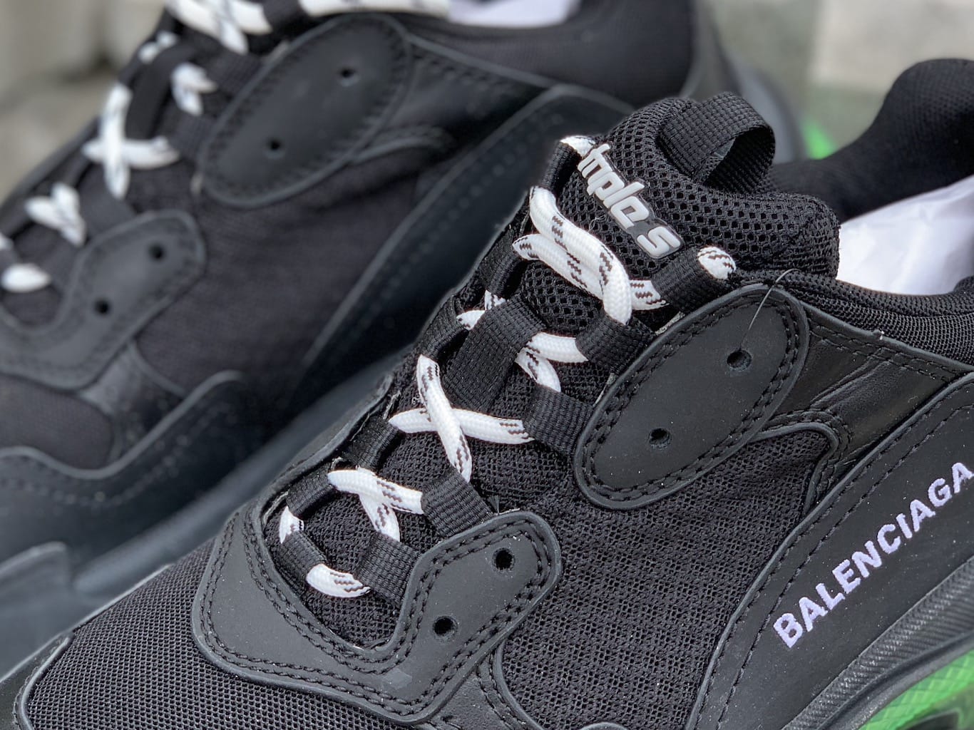 Balenciaga Triple S Clear Sole "Black Green" фото № 7