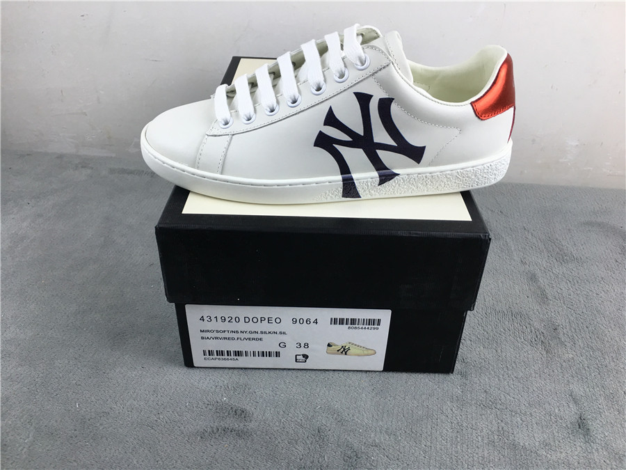 GUCCI Ace Embroidered Ny Yankees "White" фото № 2