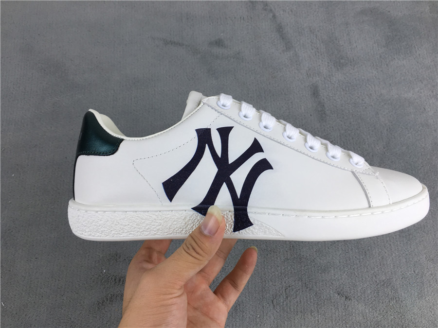 GUCCI Ace Embroidered Ny Yankees "White" фото № 3
