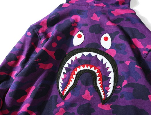 Худи Bape Shark Mouth Camo "Violet" фото № 6