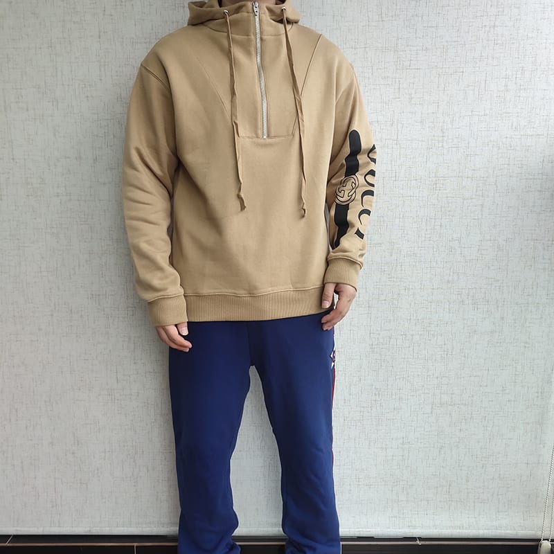 Худи Gucci Big Brand On Sleeve "Beige" фото № 3