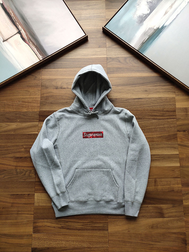 Худи Supreme x Swarovski Box Logo "Grey" фото № 2