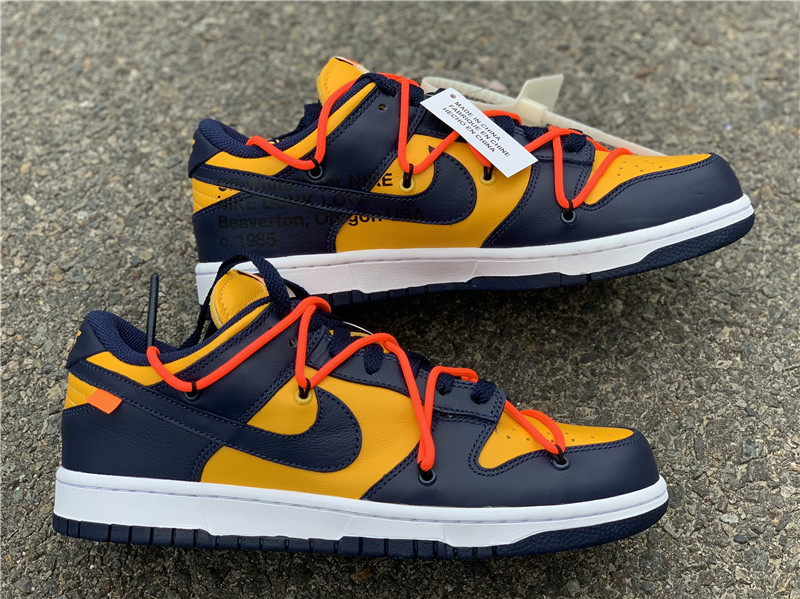 Off White x Nike Dunk Low "University Gold" фото № 3