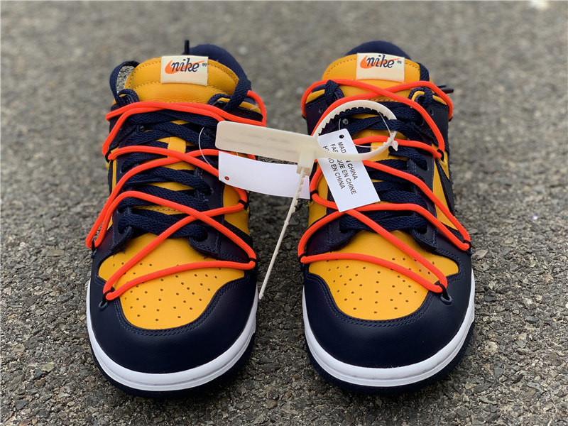 Off White x Nike Dunk Low "University Gold" фото № 4