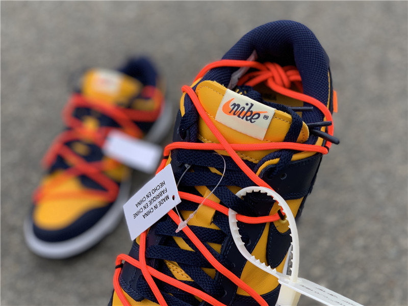 Off White x Nike Dunk Low "University Gold" фото № 8