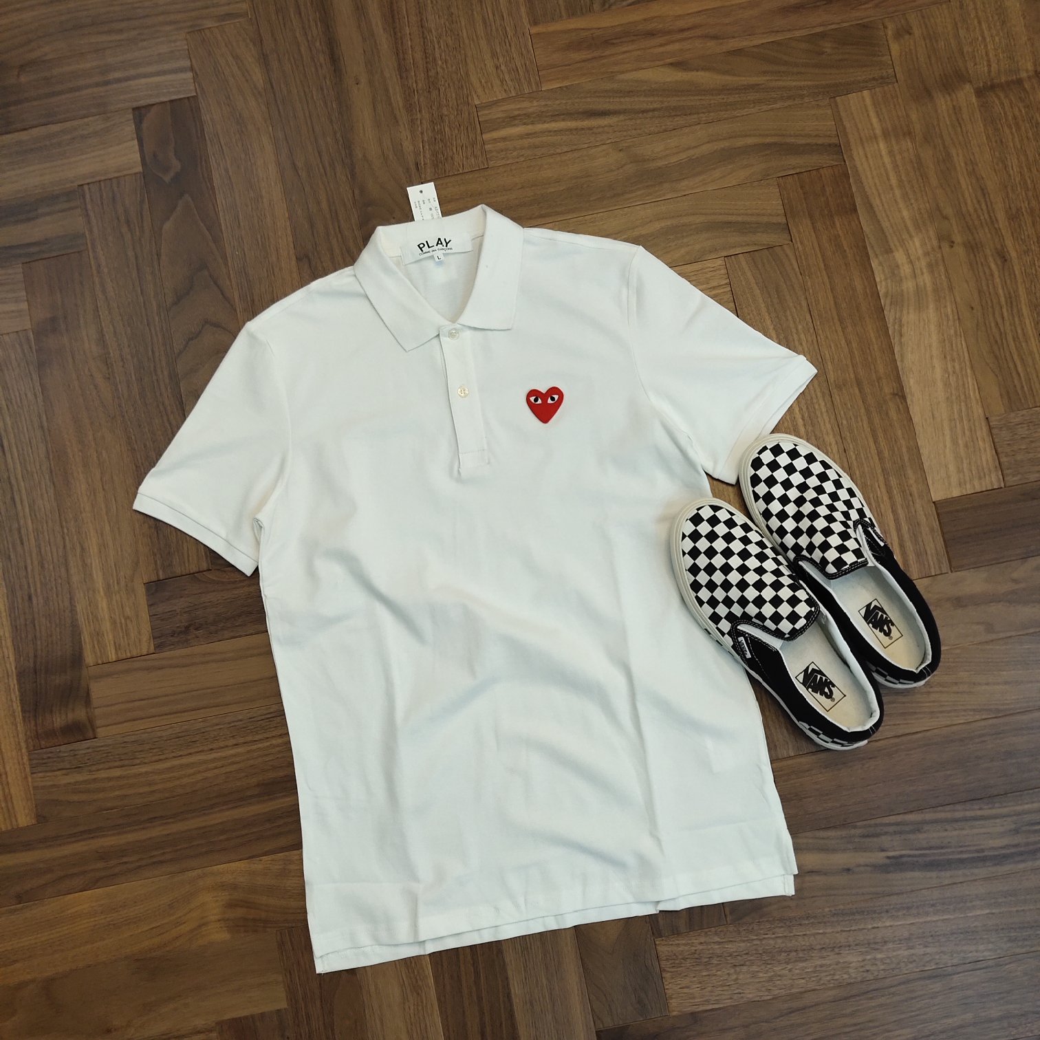 Поло Comme des Garcons PLAY Red Heart "White" фото № 2
