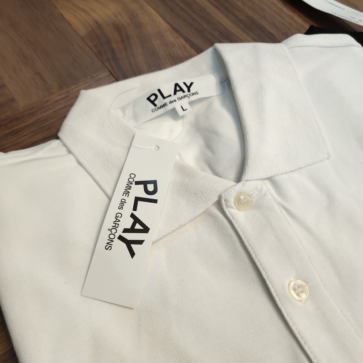 Поло Comme des Garcons PLAY Black Heart "White" фото № 3