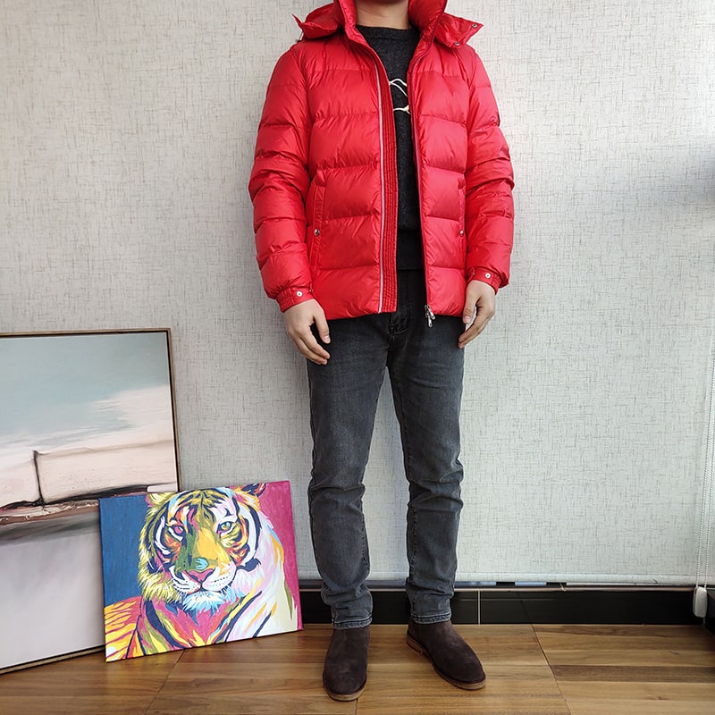 Пуховик Moncler White Label On Sleeve "Red" фото № 5