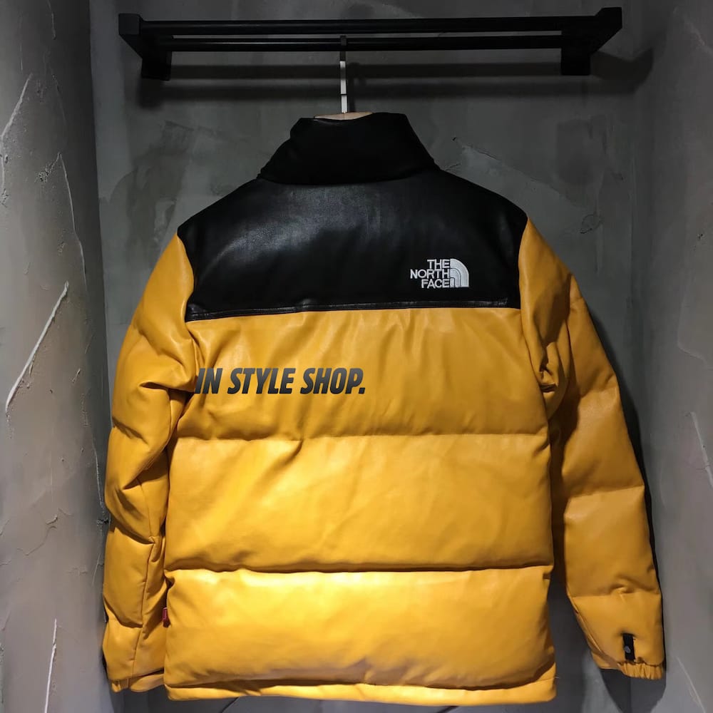 Пуховик Supreme x The North Face Leather Nuptse Jacket "Yellow" фото № 3