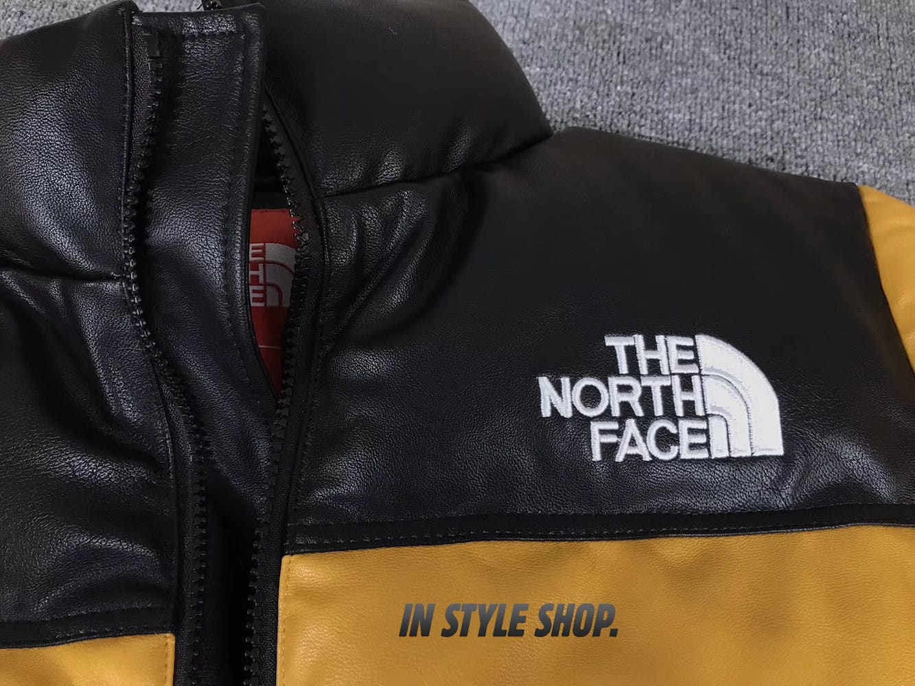 Пуховик Supreme x The North Face Leather Nuptse Jacket "Yellow" фото № 4