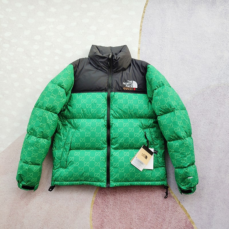 Пуховик The North Face Embroidery Gucci "Green" фото № 7