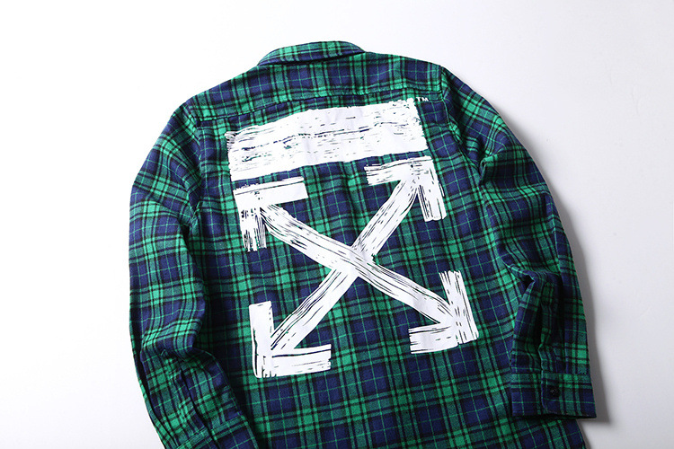 Рубашка OFF WHITE Small Checkered Cross Arrows "Green" фото № 3