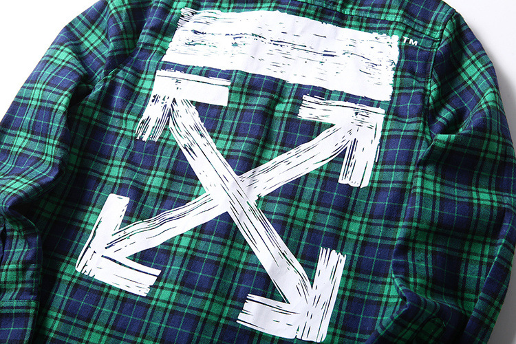 Рубашка OFF WHITE Small Checkered Cross Arrows "Green" фото № 4