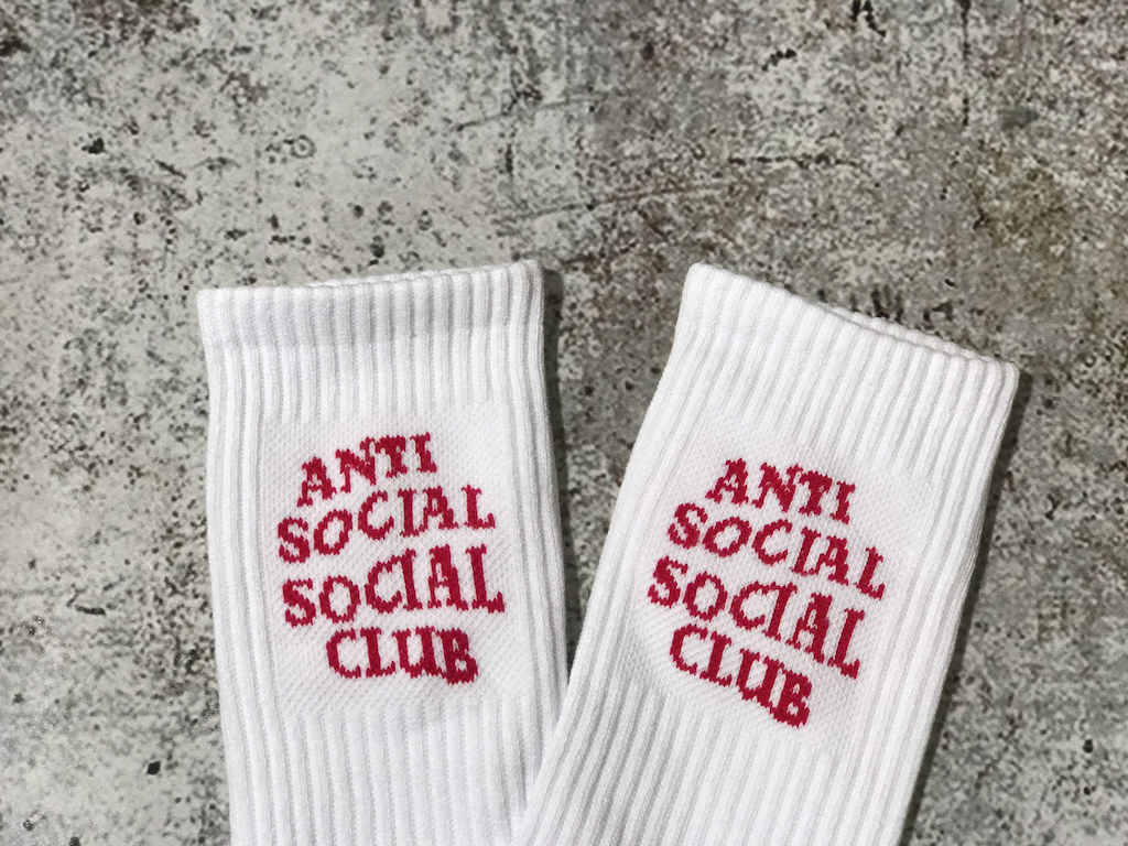 Носки Anti Social Social Club Logo "Burgundy/White" фото № 4