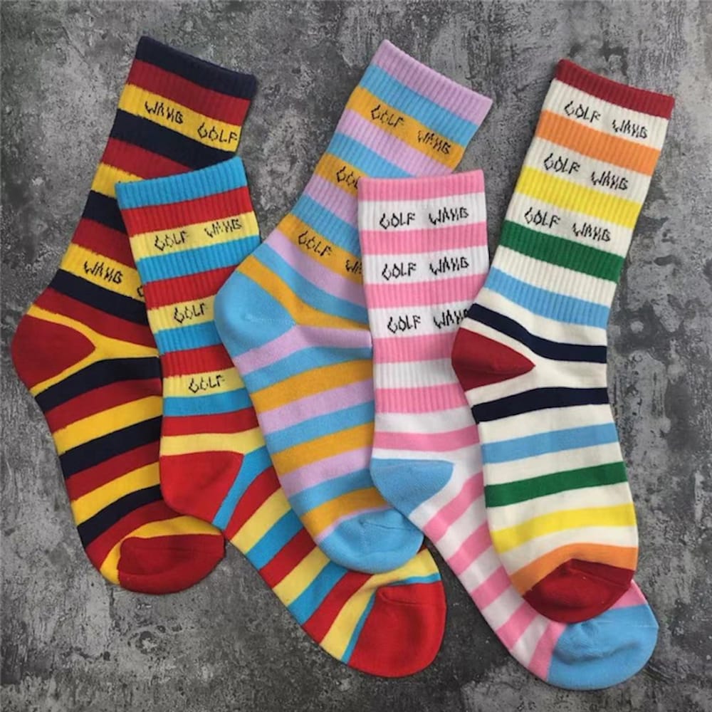 Носки Golf Wang White/Yellow Stripes "Light Blue" фото № 2