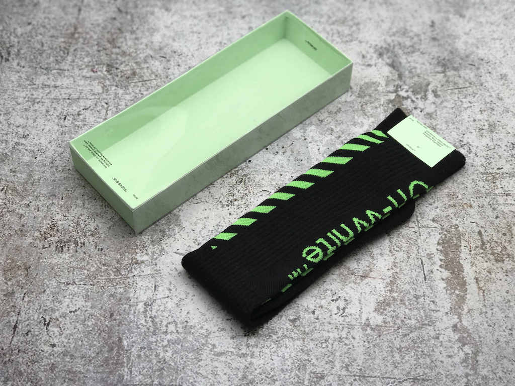 Носки Off White 19SS Green Logo "Black" фото № 6
