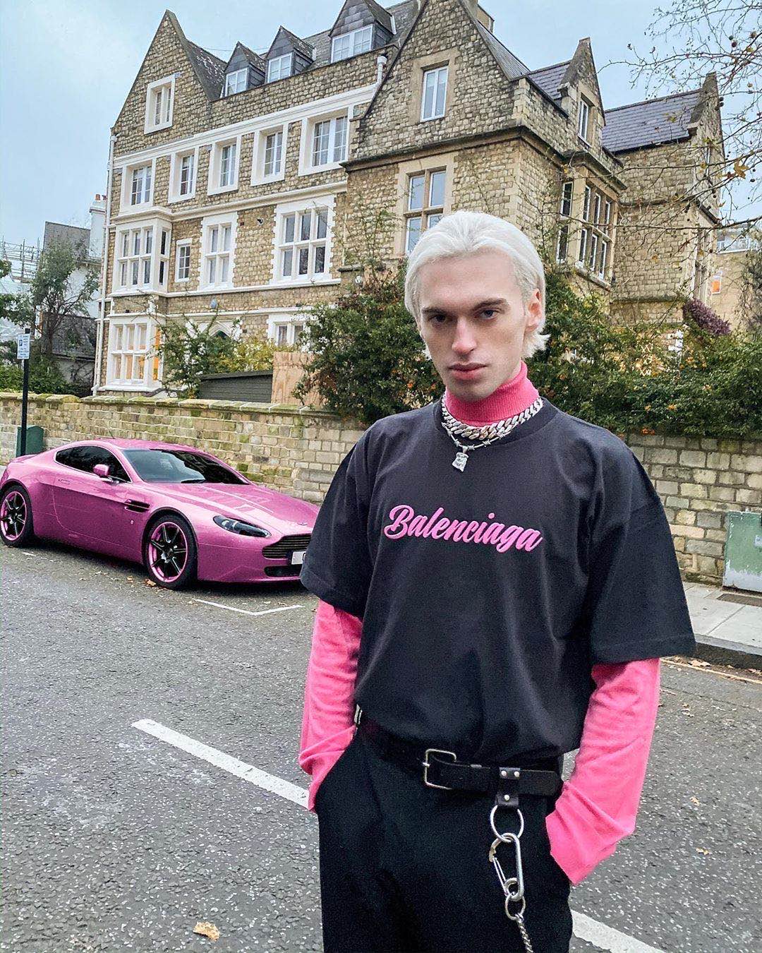 Футболка Balenciaga Pink Brand "Black" фото № 7