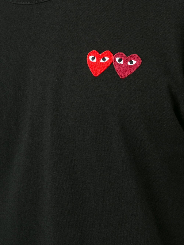 Футболка Comme des Garcons Small Double Heart "Black" фото № 2
