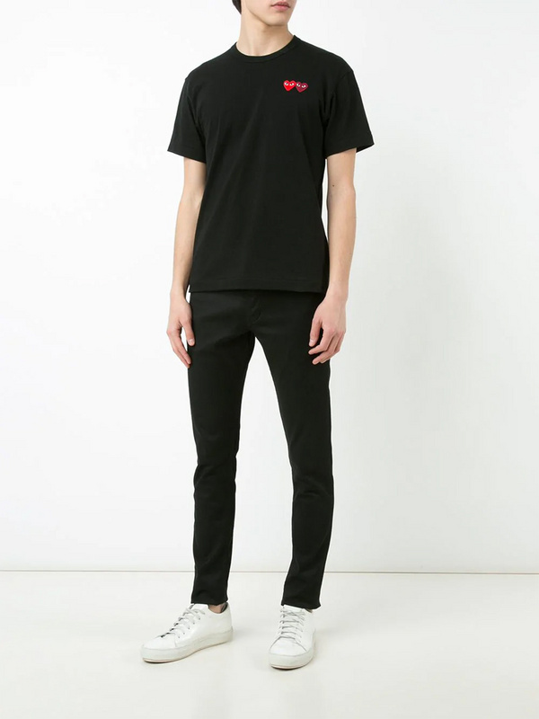 Футболка Comme des Garcons Small Double Heart "Black" фото № 5