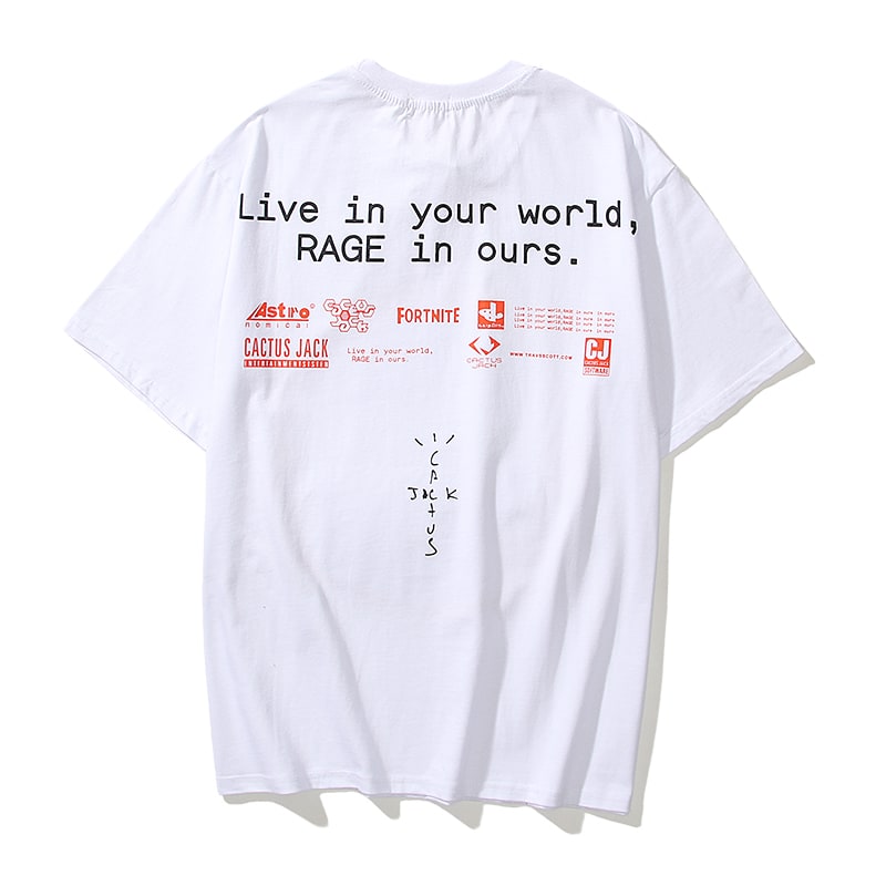 Футболка Cactus Jack Live In Your World Rage In Ours "White" фото № 2