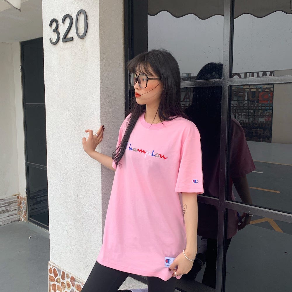 Футболка Champion Embroidery Brand "Pink" фото № 4