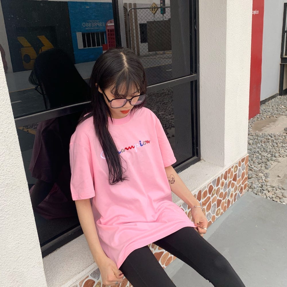 Футболка Champion Embroidery Brand "Pink" фото № 5