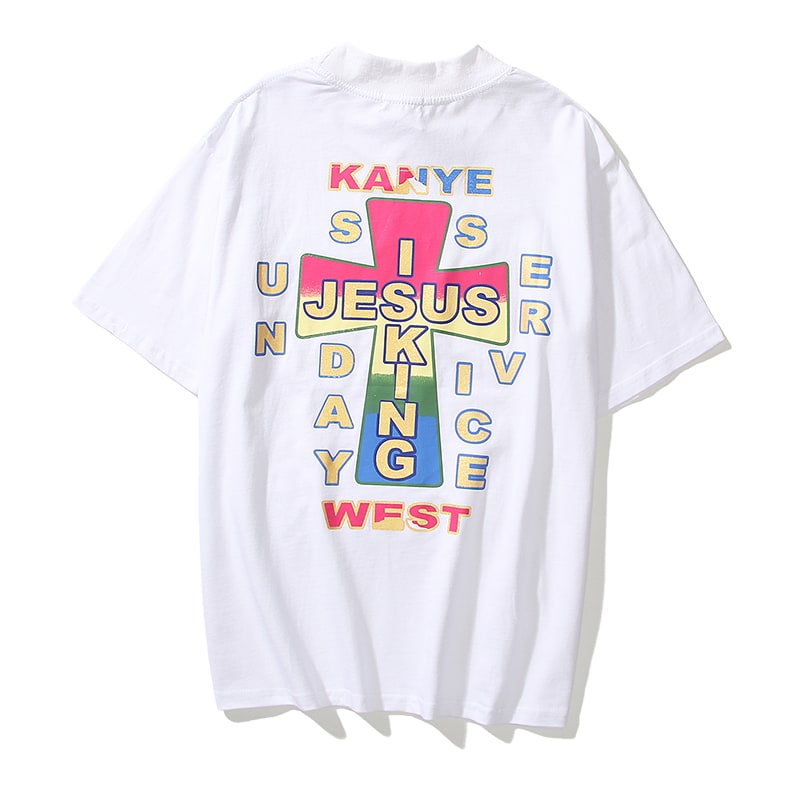 Футболка Jesus is King Kanye Jesus Is King JIK Cross T-Shirt "White" фото № 2