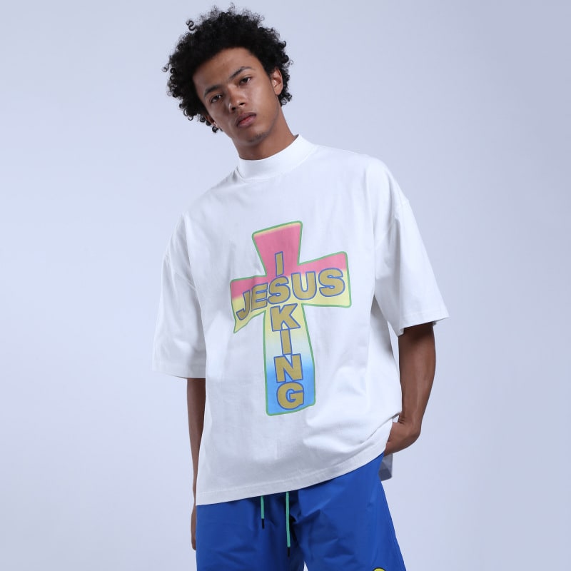 Футболка Jesus is King Kanye Jesus Is King JIK Cross T-Shirt "White" фото № 3