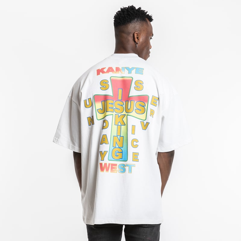 Футболка Jesus is King Kanye Jesus Is King JIK Cross T-Shirt "White" фото № 4