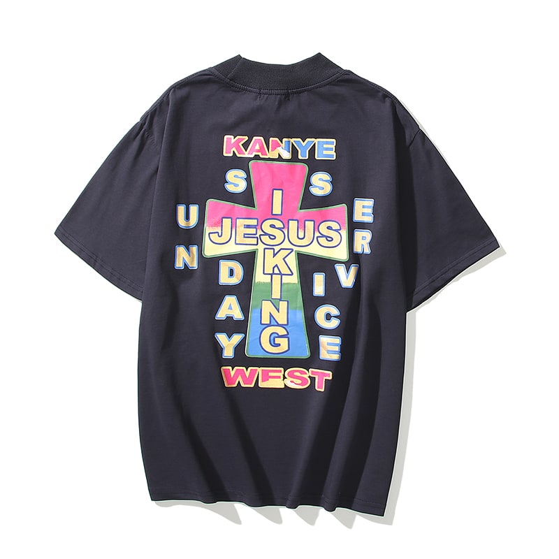 Футболка Jesus is King Kanye Jesus Is King JIK Cross T-Shirt "Black" фото № 2