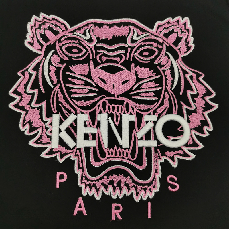 Футболка Kenzo White Embroidery Brand Paris "Black" фото № 4