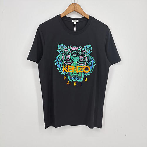 Футболка Kenzo Orange Embroidery Brand Paris "Black" фото № 2