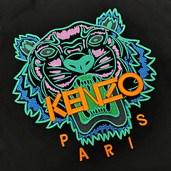Футболка Kenzo Orange Embroidery Brand Paris "Black" фото № 6