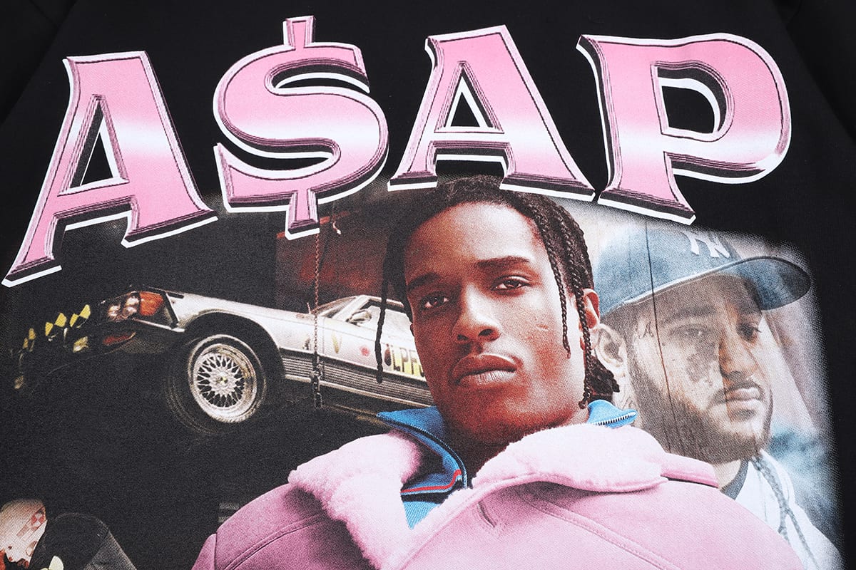 Футболка Oversize Asap Rocky in Pink"Black" фото № 4