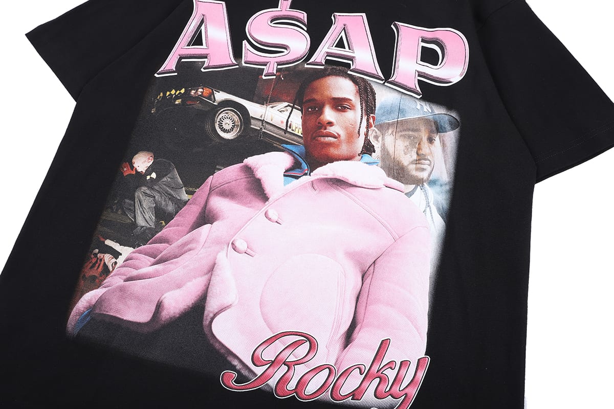 Футболка Oversize Asap Rocky in Pink"Black" фото № 6