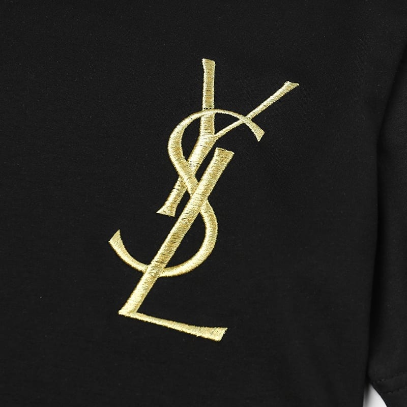 Футболка YSL Embroidery Logo "Black" фото № 7